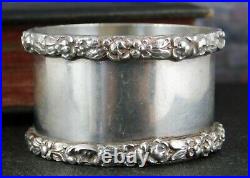 Vintage Stieff 925 Sterling Silver Floral Edged Napkin Ring Engraved MARK