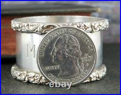 Vintage Stieff 925 Sterling Silver Floral Edged Napkin Ring Engraved MARK