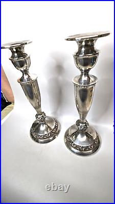 Vintage Tall Sterling Silver Candlesticks Marked 531.3 grams