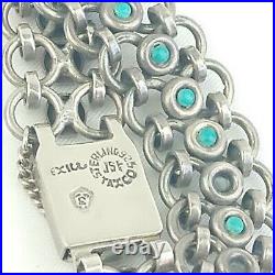 Vintage Taxco JSF Mexico Sterling Petit-Point Turquoise Bracelet Marked 7.5-8