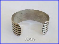 Vintage Taxco Mexico Eagle Marked Sterling Silver Ribbed Cuff Bracelet Unisex 7