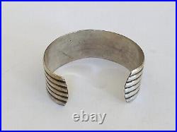 Vintage Taxco Mexico Eagle Marked Sterling Silver Ribbed Cuff Bracelet Unisex 7