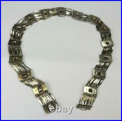 Vintage Taxco Mexico Sterling Silver 925 Pyramid Linked Belt Southwest Marked