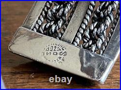 Vintage Taxco Mexico Sterling Silver Rope Bracelet Cuff 924 Marked and Signed