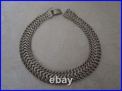 Vintage Taxco Mexico Sterling Silver Wide Heavy Chain Necklace 160.41 G Marked