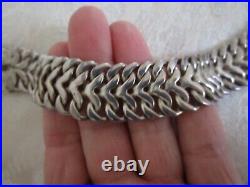 Vintage Taxco Mexico Sterling Silver Wide Heavy Chain Necklace 160.41 G Marked