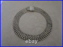 Vintage Taxco Mexico Sterling Silver Wide Heavy Chain Necklace 160.41 G Marked