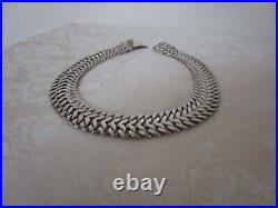 Vintage Taxco Mexico Sterling Silver Wide Heavy Chain Necklace 160.41 G Marked