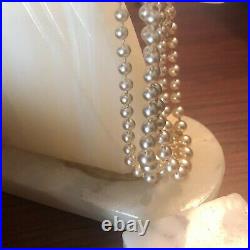 Vintage Three Strand Cultured Pearl Necklace Marked Sterling S