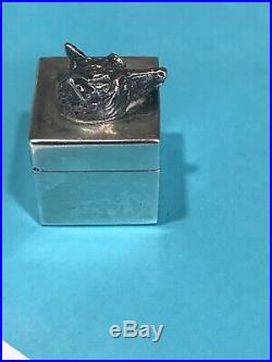 Vintage Tiffany & Co. 925 Sterling Silver Fox Head Pill Box RARE Italy Marked