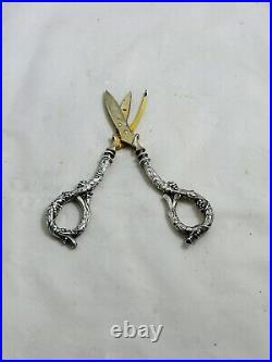 Vintage Wine Patter Sterling Silver Scissors, Marked