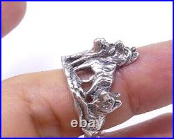 Vintage marked SC sterling silver & dogs ring size 8.5