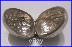 Vintage marked sterling silver walnut thimble & case holder locket chatelaine