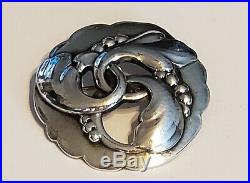 Vintage sterling silver floral brooch pin by GEORGE JENSEN Denmark #20 OLD MARK