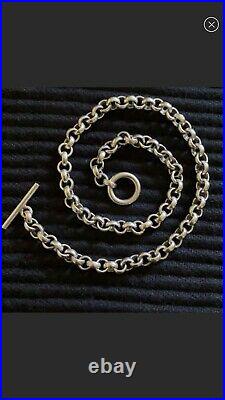 Vintage sterling silver heavy rollo chain neckace toggle Marked 925