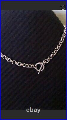 Vintage sterling silver heavy rollo chain neckace toggle Marked 925