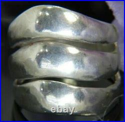 Vintage waves of 3 rows 3/4 STERLING SILVER 0.925 BAND RING SIZE 6.5