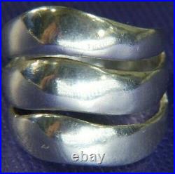 Vintage waves of 3 rows 3/4 STERLING SILVER 0.925 BAND RING SIZE 6.5