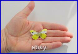 Vtg Antique Marked Simons Enamel Sterling Silver Yellow Butterfly Pin Brooch