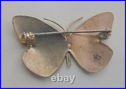 Vtg Antique Marked Simons Enamel Sterling Silver Yellow Butterfly Pin Brooch