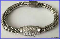 Vtg Bracelet MARKED S 925 STERLING SILVER Diamond Wheat Tennis Chain lot i