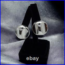 Vtg Christian Dior Signed & Marked STERLING SILVER Pierced Earrings Germany MCM