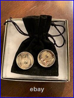 Vtg Christian Dior Signed & Marked STERLING SILVER Pierced Earrings Germany MCM