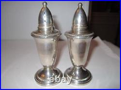 Vtg Crown Sterling Silver Salt & Pepper Shakers 4 1/2 Tall Marked Sterling