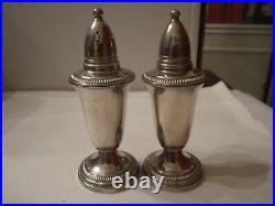 Vtg Crown Sterling Silver Salt & Pepper Shakers 4 1/2 Tall Marked Sterling