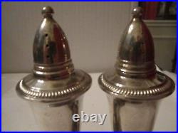 Vtg Crown Sterling Silver Salt & Pepper Shakers 4 1/2 Tall Marked Sterling