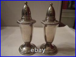 Vtg Crown Sterling Silver Salt & Pepper Shakers 4 1/2 Tall Marked Sterling