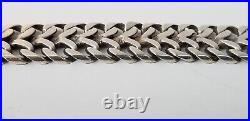 Vtg Marked MEXICO STERLING Silver Wide Double Curb Link Choker Necklace 16 Long