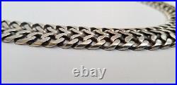 Vtg Marked MEXICO STERLING Silver Wide Double Curb Link Choker Necklace 16 Long