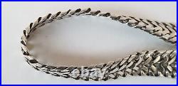 Vtg Marked MEXICO STERLING Silver Wide Double Curb Link Choker Necklace 16 Long