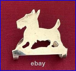 Vtg. Marked Rogers Lunt Bowlen Sterling Silver Scottie Dog Napkin Holder Clip