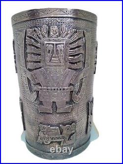 Vtg Marked Sterling Silver Cuff Hallmarked Aztec/Peru 146 GRAMS WOW! Warriers 4