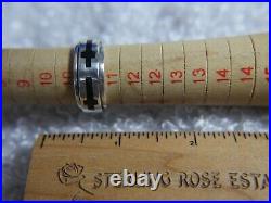 Vtg Men's Black enamel Cross 0.925 Sterling Silver Spinner Thumb Ring Size 11.5