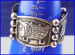 Vtg Mexico Sterling Panel Bracelet Elaborate Figures JHP Eagle 2 Quality 47.4g