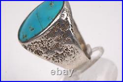 Vtg Natural Turquoise Stone Thunderbird Marked Ring Sterling Silver Size 12.5