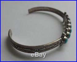 Vtg Navajo Mark JP Ukenstine Turquoise Sterling Silver Cuff Bracelet Child