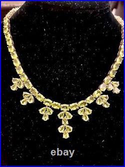 Vtg Necklace MARKED 925 STERLING PERIDOT TENNIS NECKLACE Approx 16.5