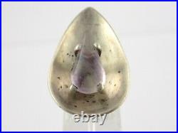 Vtg Pictograph Mark Mexico Sterling Silver Amethyst Modernist Ring 925 Size 5.5