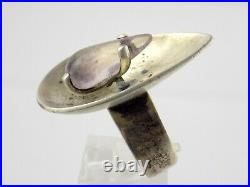 Vtg Pictograph Mark Mexico Sterling Silver Amethyst Modernist Ring 925 Size 5.5