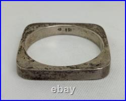 Vtg STERLING SILVER Mexico Modernist Square BANGLE BRACELET Eagle 2 Mark 60g