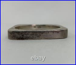 Vtg STERLING SILVER Mexico Modernist Square BANGLE BRACELET Eagle 2 Mark 60g