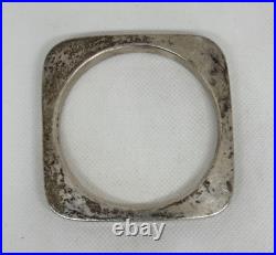 Vtg STERLING SILVER Mexico Modernist Square BANGLE BRACELET Eagle 2 Mark 60g