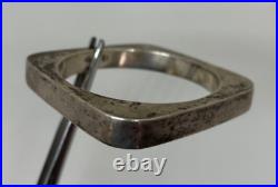 Vtg STERLING SILVER Mexico Modernist Square BANGLE BRACELET Eagle 2 Mark 60g