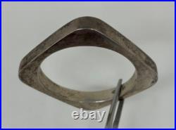 Vtg STERLING SILVER Mexico Modernist Square BANGLE BRACELET Eagle 2 Mark 60g