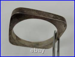 Vtg STERLING SILVER Mexico Modernist Square BANGLE BRACELET Eagle 2 Mark 60g