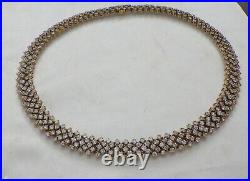 Vtg. Sterling Silver Elegant Studded Crystal Necklace 18 L